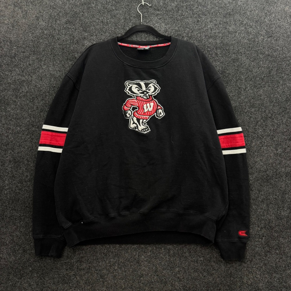 Vintage Colosseum Wisconsin Badgers Sweatshirt Mens 3XL Black Bucky Badger Crew